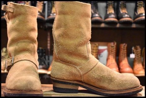 【7D 良品 PT91刺繍】レッドウィング 8268 スエードエンジニア タンラフアウト スチールトゥ プルオン ブーツ redwing HOPESMORE
