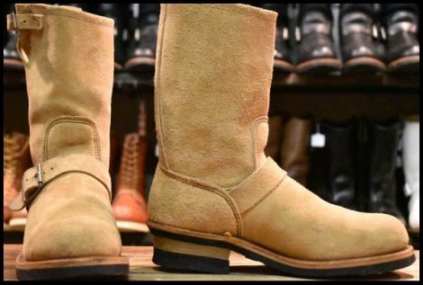 【7D 箱付 良品 PT91刺繍 98年】レッドウィング 8268 スエード エンジニア ブーツ タン ラフアウト スチールトゥ redwing HOPESMORE