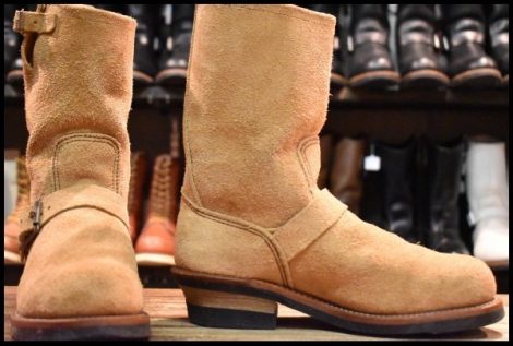 【7D 良品 18年】レッドウィング 9269 スエード エンジニア タン ブルハイド ラフアウト ベージュ 8268 ブーツ redwing HOPESMORE