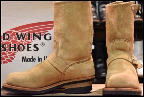 【7D 箱付 良品 PT91刺繍 98年】レッドウィング 8268 スエード エンジニア ブーツ タン ラフアウト スチールトゥ redwing HOPESMORE