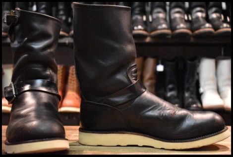 【8D 中古 PT91プリント 93年10月刻印 カスタム】レッドウィング 2268 エンジニア 黒 ブラッククローム ブーツ redwing HOPESMORE