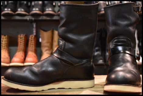 【8D 中古 PT91プリント 93年10月刻印 カスタム】レッドウィング 2268 エンジニア 黒 ブラッククローム ブーツ redwing HOPESMORE