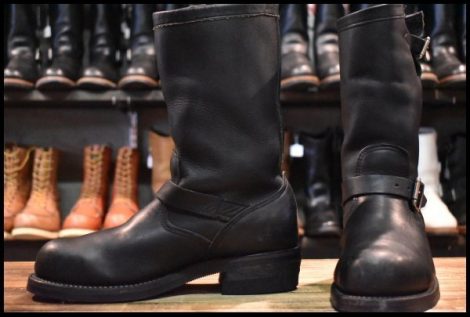 【7.5E 良品 白タグ】Chippewa チペワ エンジニア 27863 黒 ブラック スチールトゥ 11インチハイト プルオン ブーツ HOPESMORE