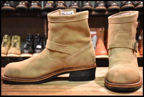 【8.5E 良品 白タグ】Chippewa チペワ スエード ショートエンジニア 91001 7インチハイト サンドスエード スチールトゥ ブーツ HOPESMORE
