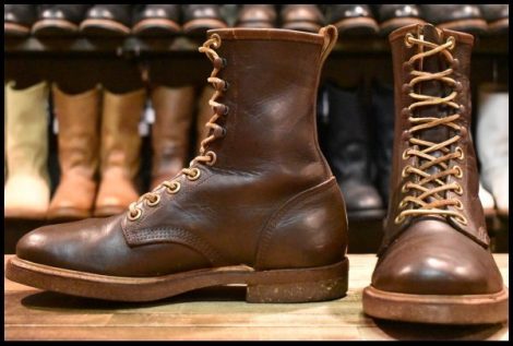 【7.5EEE 良品 60’S】PAIR A TROOPER ビンテージ ワークブーツ ブラウン レースアップ 編み上げ 先芯無し ブーツ HOPESMORE