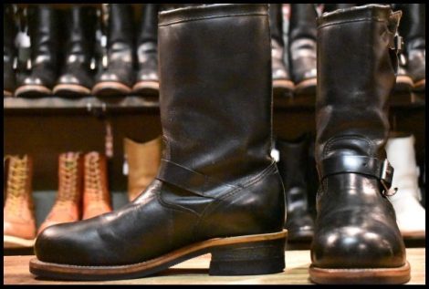 【8.5D 良品 黒タグ PT83 94年】Chippewa チペワ 90178 エンジニア ブラック スチールトゥ 11インチハイト ブーツ HOPESMORE