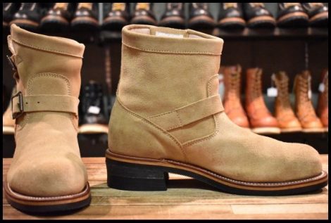 【8.5E 良品 白タグ】Chippewa チペワ スエード ショートエンジニア 91001 7インチハイト サンドスエード スチールトゥ ブーツ HOPESMORE