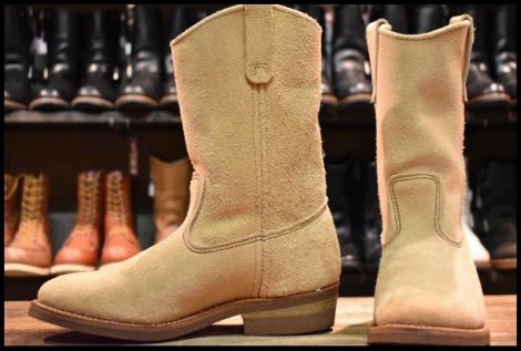 【8.5E 良品 羽タグ】レッドウィング 8156 スエード ペコス タン ラフアウト ベージュ プルオン ブーツ redwing pecos HOPESMORE