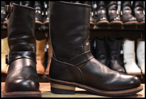 【9.5D 良品 PT99刺繍 97年】レッドウィング 2268 エンジニア 黒 ブラッククローム スチールトゥ プルオン ブーツ redwing HOPESMORE