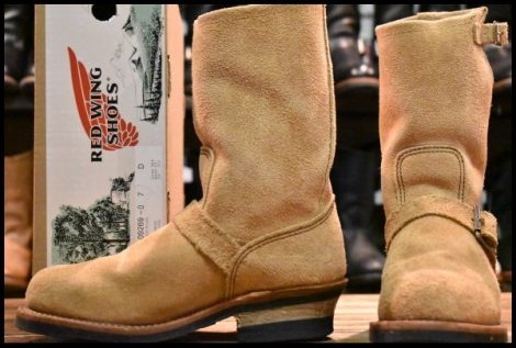 【7D 箱付 美品 18年】レッドウィング 9269 スエード エンジニア タン ブルハイド ラフアウト スチールトゥ ブーツ redwing HOPESMORE