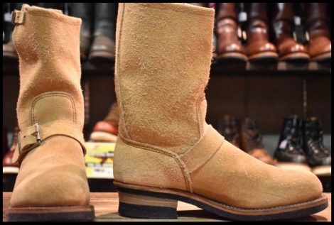 【7.5D 良品 PT91プリント 96年】レッドウィング 8268 スエード エンジニア ラフアウト スチールトゥ ベージュ ブーツ redwing HOPESMORE