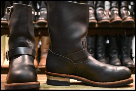 【10.5D 箱付 美品 10年】レッドウィング 2268 エンジニア 黒 ブラッククローム スチールトゥ プルオン ブーツ redwing HOPESMORE