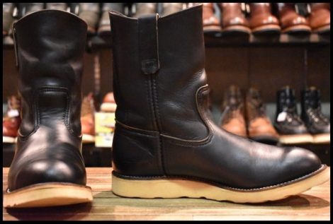 【8E 良品 羽タグ 96年】レッドウィング 8169 ペコス 黒 ブラッククローム プルオン クッションソール ブーツ redwing pecos HOPESMORE