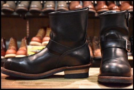 【8D 良品 10年】レッドウィング 2976 ショート エンジニア 黒 ブラッククローム スチールトゥ ブーツ redwing HOPESMORE