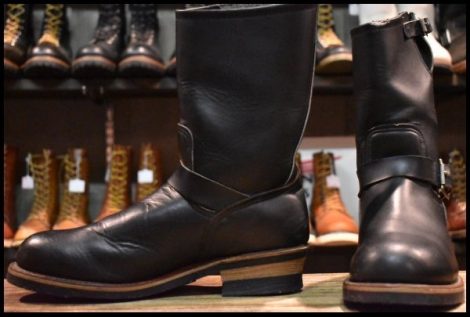 【9.5D 良品 PT91刺繍 98年】レッドウィング 2268 エンジニア 黒 ブラッククローム スチールトゥ プルオン ブーツ redwing HOPESMORE