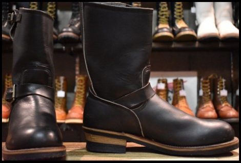 【9.5D 良品 PT91刺繍 98年】レッドウィング 2268 エンジニア 黒 ブラッククローム スチールトゥ プルオン ブーツ redwing HOPESMORE