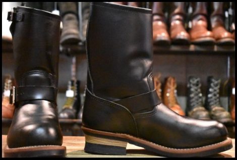 【8.5D 美品 15年】レッドウィング 2268 エンジニア 黒 ブラッククローム スチールトゥ プルオン ブーツ redwing HOPESMORE