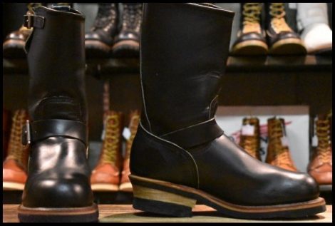 【5D 良品 PT99刺繍】レッドウィング 2268 エンジニア 黒 ブラッククローム スチールトゥ プルオン ブーツ redwing HOPESMORE