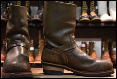 【7D 中古 PT99プリント 03年】レッドウィング 8273 エンジニア 緑 カンガタン グリーン スチールトゥ ブーツ redwing HOPESMORE