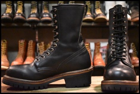 【8D 良品 PT91刺繍】レッドウィング 2218 ロガー 黒 ブラック スチールトゥ 編み上げ ブーツ redwing HOPESMORE