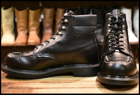 【7.5E 美品 17年】レッドウィング 8133 スーパーソール 黒 ブラッククローム モックトゥ 編み上げ ブーツ redwing HOPESMORE