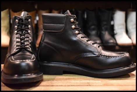 【7.5E 美品 17年】レッドウィング 8133 スーパーソール 黒 ブラッククローム モックトゥ 編み上げ ブーツ redwing HOPESMORE
