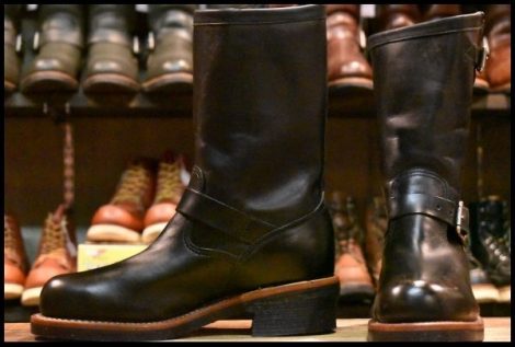 【8E 未使用 黒タグ】Chippewa チペワ 1901M03 エンジニア 黒 ブラック ワールウィンド スチールトゥ ビブラム700 ブーツ HOPESMORE