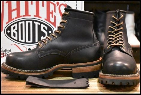 【8.5E 箱付 美品】WHITE’S ホワイツ スモークジャンパー 350V ブラック ビブラム100シングル レースアップ 編み上げ ブーツ HOPESMORE