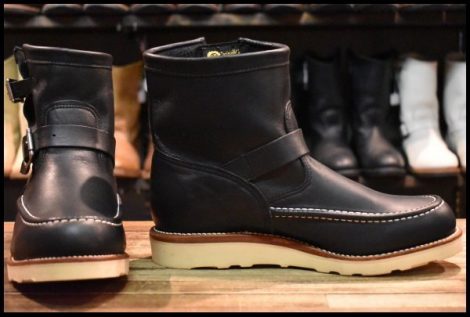 【9E 未使用 黒タグ】Chippewa チペワ ショートモック エンジニア ハイランダー 1901M07 ブラック 黒 プルオン ブーツ HOPESMORE
