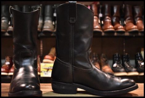 【10E 良品 羽タグ 01年】レッドウィング 8155 ペコス 黒 ブラッククローム プルオン クッションソール ブーツ redwing pecos HOPESMORE
