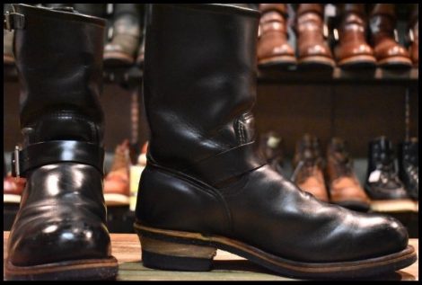 【9D 良品 PT99刺繍】レッドウィング 2268 エンジニア 黒 ブラッククローム スチールトゥ プルオン ブーツ redwing HOPESMORE