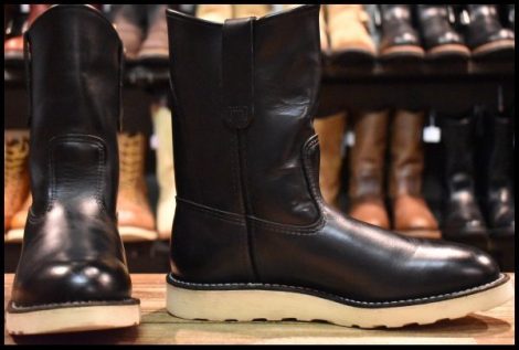 【5.5D 美品 11年】レッドウィング 8169 ペコス 黒 ブラッククローム プルオン クッションソール ブーツ redwing pecos HOPESMORE