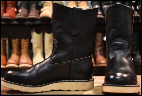 【5.5D 美品 羽タグ 00年】レッドウィング 8169 ペコス 黒 ブラッククローム クッションソール プルオン ブーツ redwing pecos HOPESMORE