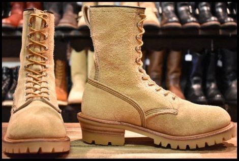 【7.5D 良品 PT91刺繍 98年 カスタム】レッドウィング 8218 スエード ロガー タンラフアウト ベージュ ロング ブーツ redwing HOPESMORE
