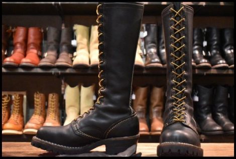 【7.5D 良品 PT99 03年】WESCO ウエスコ カスタムジョブマスター 黒 ブラック ロング ビブラム100シングル レースアップ ブーツ HOPESMORE