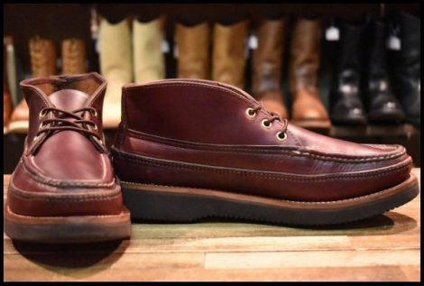 【8E 良品】RUSSELL MOCCASIN ラッセルモカシン スポーティングクレーチャッカ バーガンディ クロムエクセル 短靴 ブーツ HOPESMORE