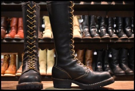 【7.5D 良品 PT99 03年】WESCO ウエスコ カスタムジョブマスター 黒 ブラック ロング ビブラム100シングル レースアップ ブーツ HOPESMORE