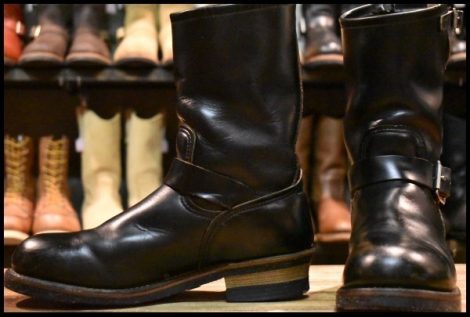 【9D 良品 PT91刺繍 98年】レッドウィング 2268 エンジニア 黒 ブラッククローム スチールトゥ プルオン ブーツ redwing HOPESMORE