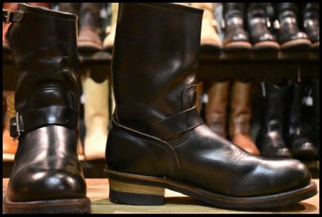 【9D 良品 PT91刺繍 98年】レッドウィング 2268 エンジニア 黒 ブラッククローム スチールトゥ プルオン ブーツ redwing HOPESMORE