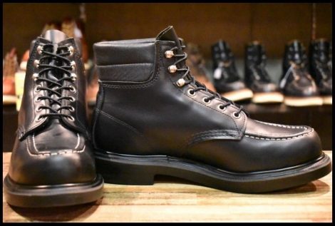 【8.5E 箱付 美品 23年】レッドウィング 8133 スーパーソール 黒 ブラッククローム モックトゥ レースアップ ブーツ redwing HOPESMORE