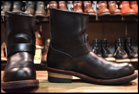 【8.5D 良品 10年】レッドウィング 2976 ショート エンジニア 黒 ブラッククローム スチールトゥ ブーツ redwing HOPESMORE