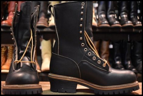 【8D DEAD PT91刺繍 98年】レッドウィング 2210 ロガー 黒 ブラッククローム スチールトゥ 編み上げ ブーツ redwing 2218 HOPESMORE
