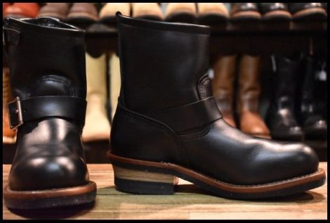 【5.5D 良品 09年】レッドウィング 2976 ショート エンジニア 黒 ブラッククローム スチールトゥ プルオン ブーツ redwing HOPESMORE