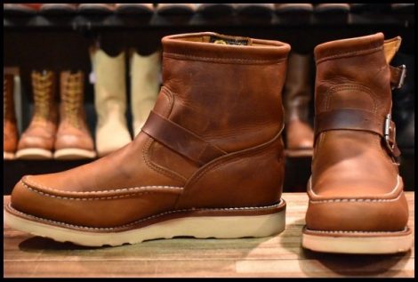 【8.5E 美品 黒タグ】Chippewa チペワ ハイランダーショートモックエンジニア 1901M08 タン オイルドレザー プルオン ブーツ HOPESMORE