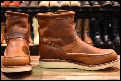 【8.5E 美品 黒タグ】Chippewa チペワ ハイランダーショートモックエンジニア 1901M08 タン オイルドレザー プルオン ブーツ HOPESMORE