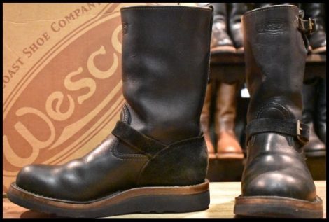 【8.5E 良品 16年】WESCO ウエスコ カスタムボス ブラック×ラフアウト スエード 10インチハイト エンジニア ブーツ BOSS HOPESMORE