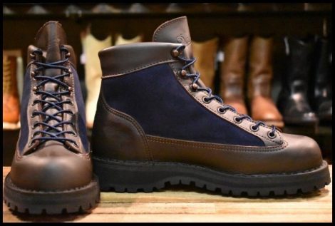 【7.5EE 試着程度 美品 白タグ】Danner ダナー エクスプローラー 38800X ブルー 青 ゴアテックス GORE-TEX ビブラム ブーツ HOPESMORE