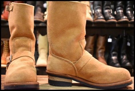 【9D 良品 18年】レッドウィング 9269 スエード エンジニア タン ブルハイド ラフアウト ベージュ 8268 ブーツ redwing HOPESMORE