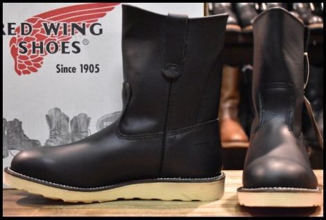 【8.5E 箱付 未使用 08年】レッドウィング 8169 ペコス 黒 ブラッククローム クッションソール プルオン ブーツ redwing pecos HOPESMORE