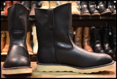 【8.5E 箱付 未使用 08年】レッドウィング 8169 ペコス 黒 ブラッククローム クッションソール プルオン ブーツ redwing pecos HOPESMORE
